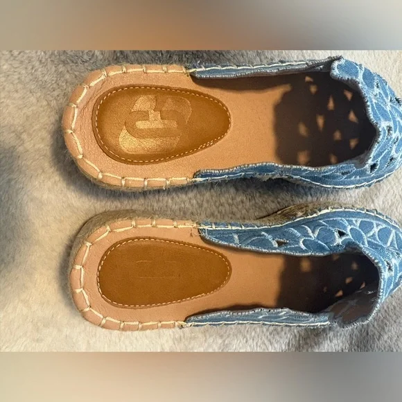 Bohemian Blue Floral Cutout Espadrille Mules – Denim Lace Platform Slides 37 7 - Picture 8 of 10